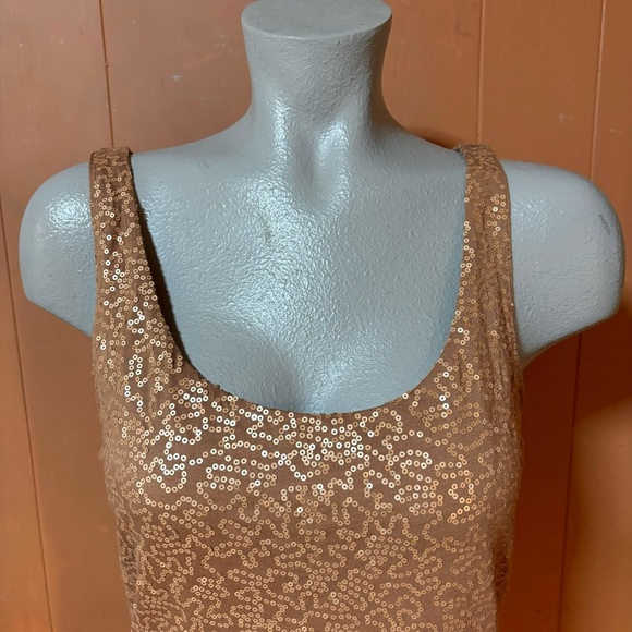 Talbots Petites Tan Brown Sequin Tank Top M - Picture 3 of 9